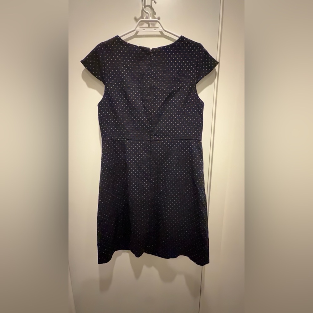 Dex Navy Dress with White Polka Dots - Picture 2 of 5